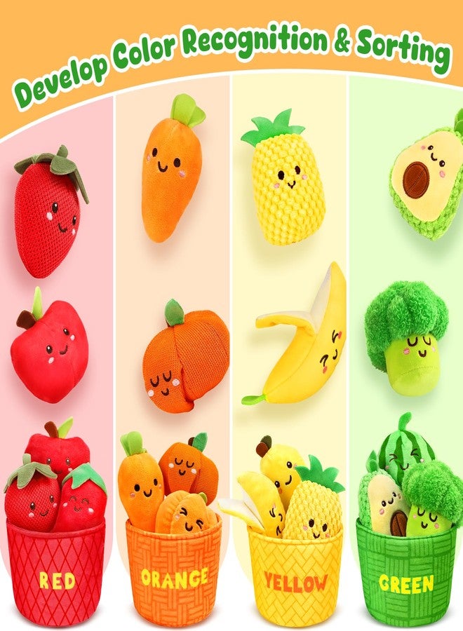 TOHIBEE Baby Sensory Toys -16 PCS Fruit Vegetable Color Sorting Play Food with Rattle,Crinkle,Baby Toys 6-12 Months Montessori Toys for 1 Year Old Boy Girl, Baby Stocking Stuffers - Image 2